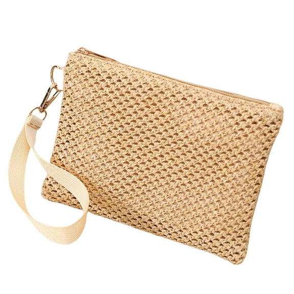 HGYCPP Casual Beach Woven Clutch Wristlet Bag Ladies Straw Small Handbag Purse Wallet