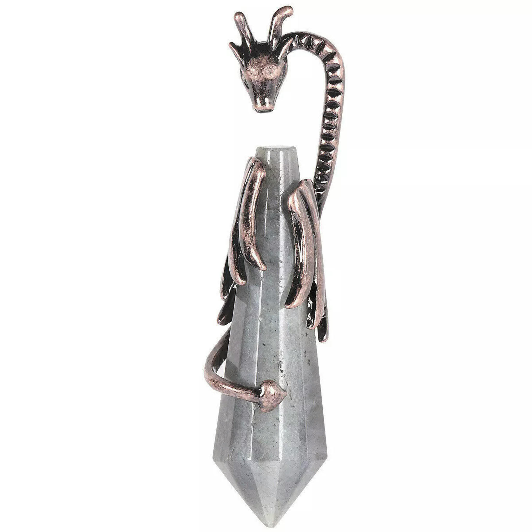 HOOUN 5pcs Natural Labradorite Stone Flying Dragon Pendants Demon Dragon Around Column