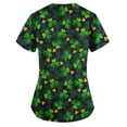 thumbnail image 5 of Luxalzxs Women St. Patrick's Day Scrub Tops Clover Print Short Sleeve V-Neck Tops Nursing Working Uniform, 5 of 5