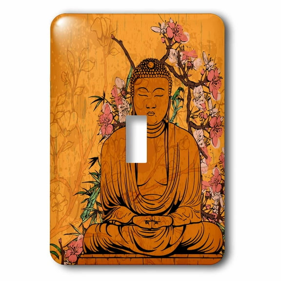 3dRose Buddha Statue With Lovely Pink Japanese Sakura Blossom Flowers Asian Inspired Gifts - Single Toggle Switch (lsp_116366_1)