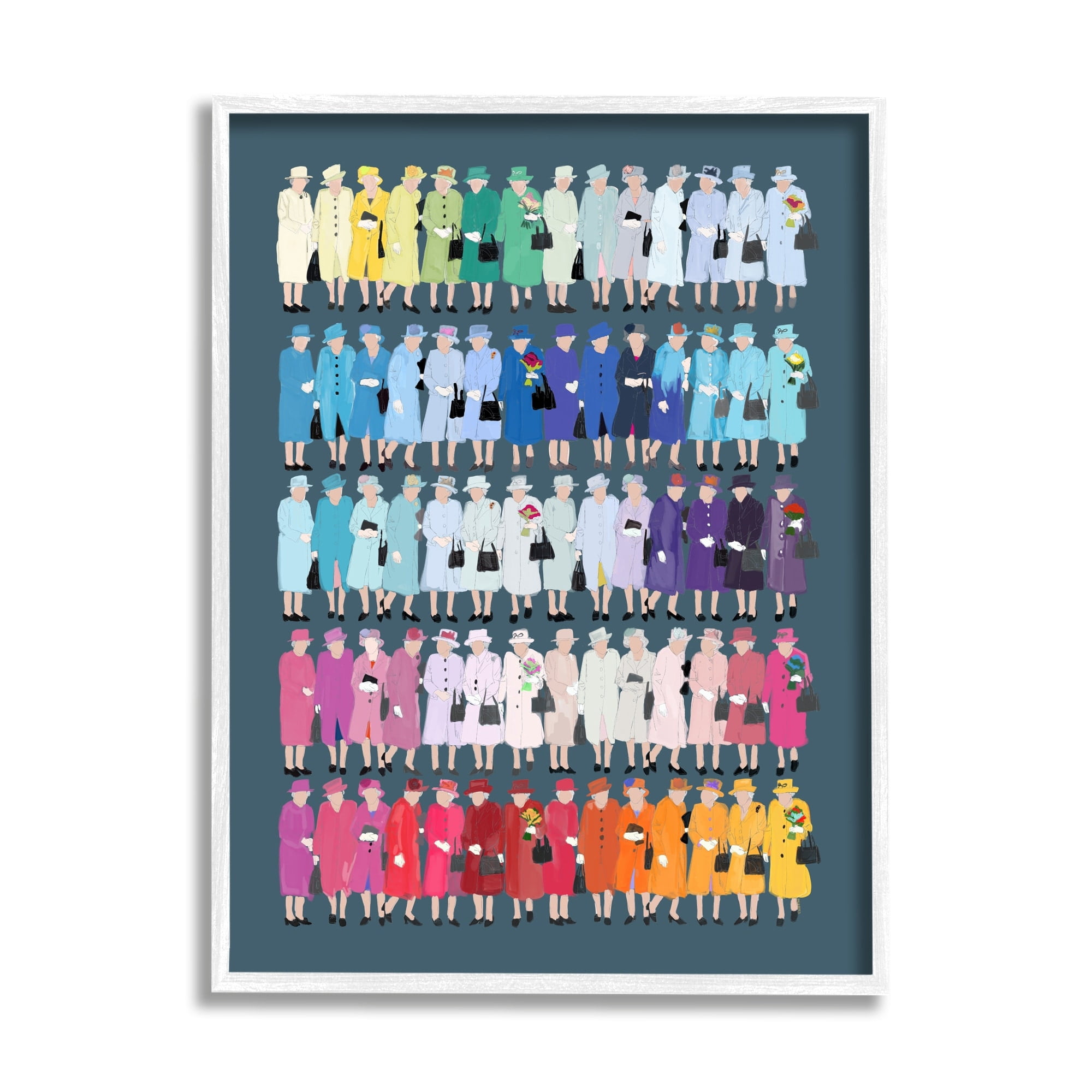Stupell Industries Varied Pop Style Royal Queen Fashion Rainbow Graphic Art White Framed Art Print Wall Art, Design by Amelia Noyes