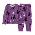 thumbnail image 4 of CAIVO Witch Printed Halloween 2 Piece Pajama Set Girls, Round Neck Long Sleeve Shirt With Matching Jogger Trousers, Kids Holiday Nightwear Loungewear, 4 of 4