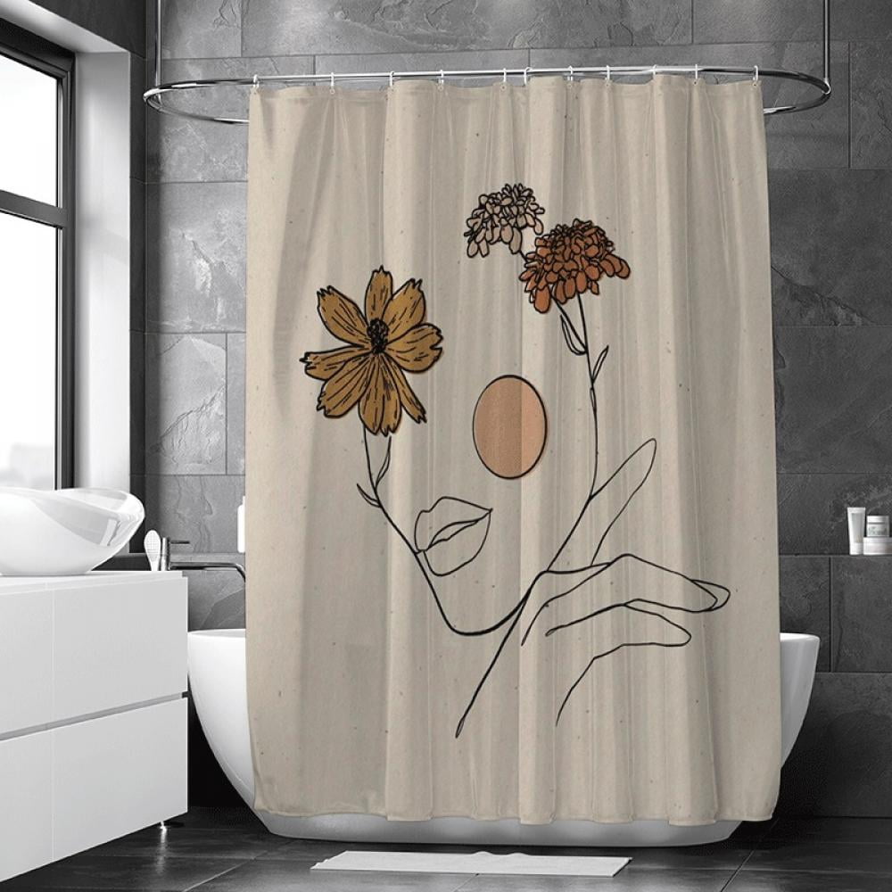 Classic Door Fabric Shower Curtain Set Waterproof 71X71" Polyester Sheer Bath 