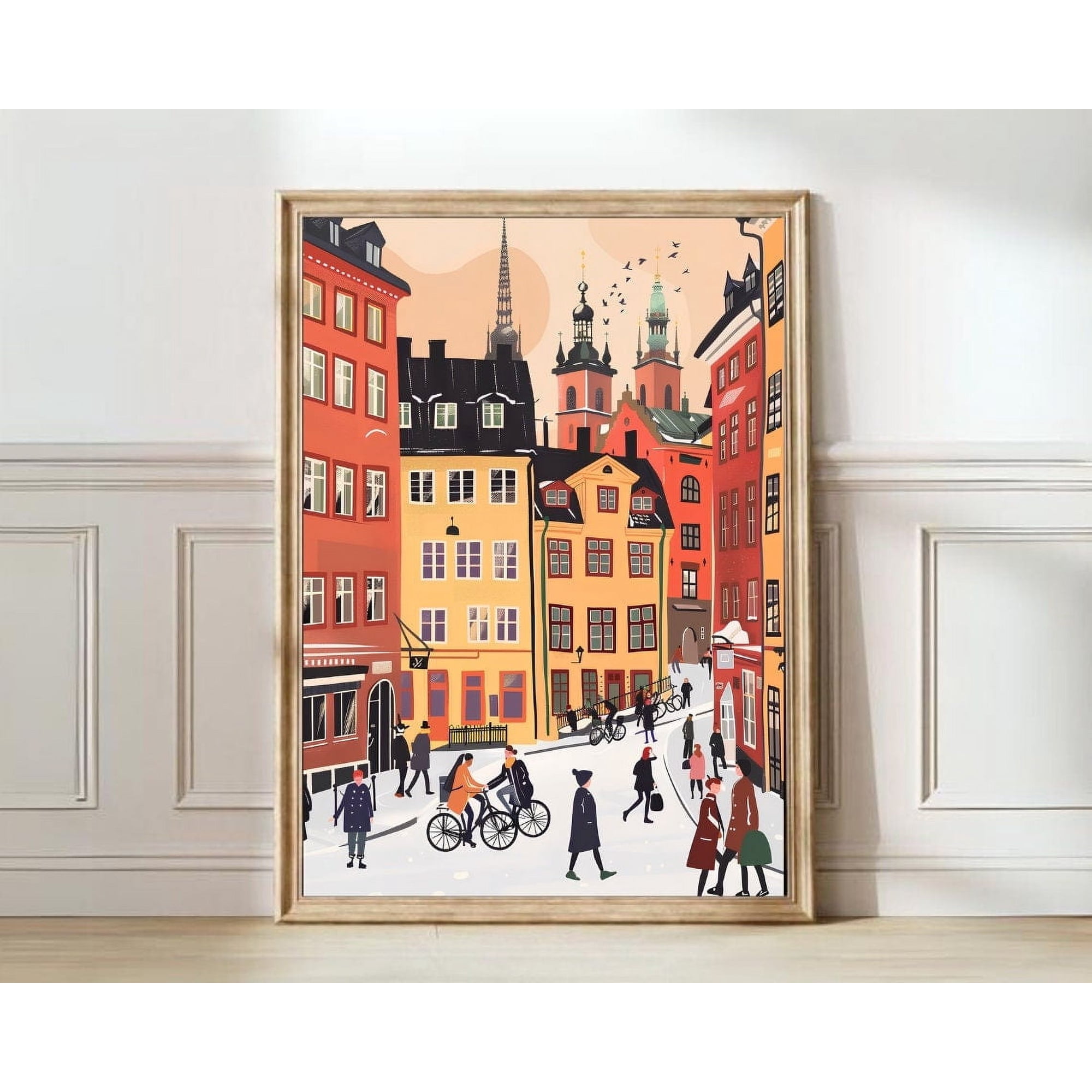 Kna Prints - Stockholm Print Stockholm Illustration Sweden Travel Stockholm Painting Kitchen Wall Art Nursery Pastel Print For Home Decor, Living Room, Bedroom, Office, UNFRAMED-24x36