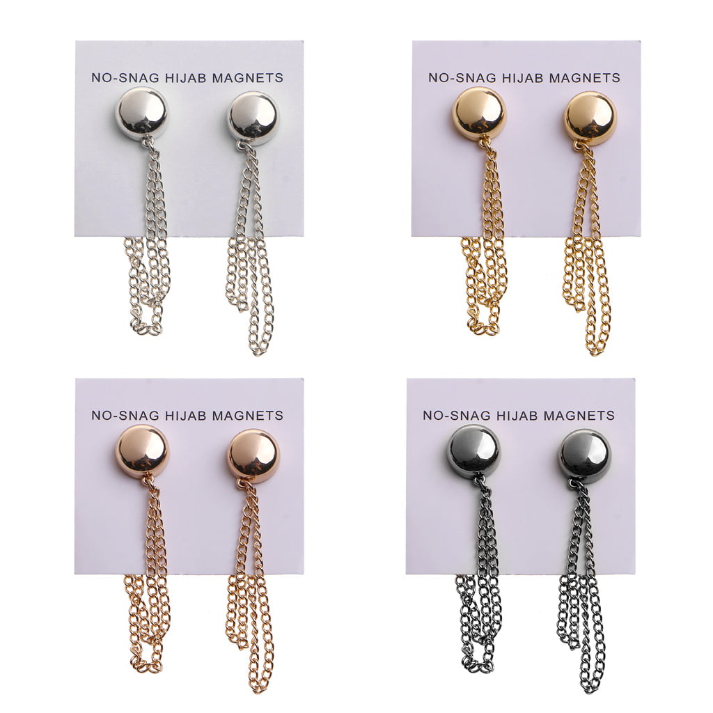 Strong Metal Plating Magnetic Hijab Clip Safe Hijab Brooch Luxury Accessory  No Hole Pins Chain Brooch for Muslim Scarf
