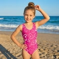 thumbnail image 4 of Girls One Piece Swimsuits 5T Swimsuit Girls Bathing Suits For Girls Red Cute Heart Pettern, 4 of 8