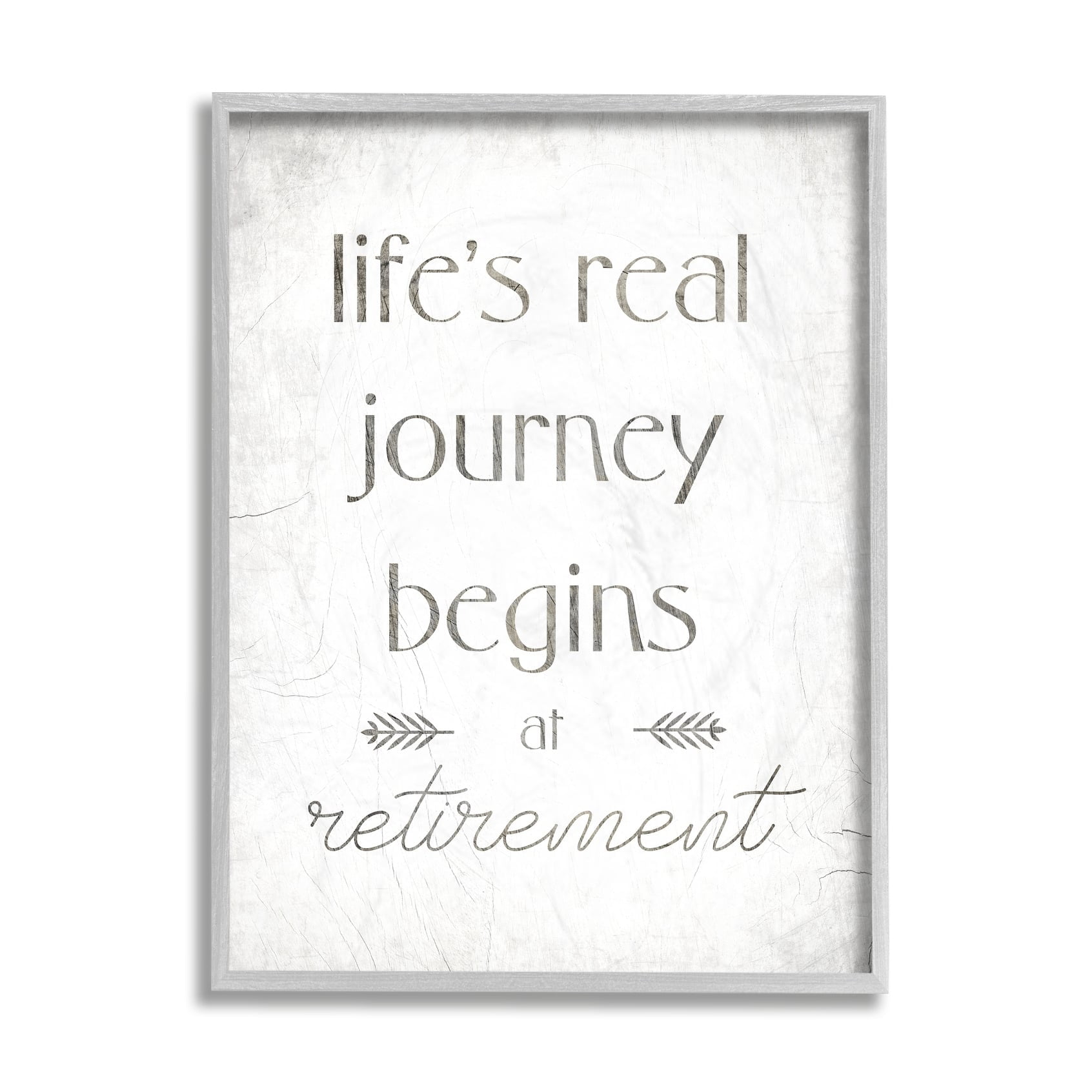 Stupell Industries Life's Journey Begins At Retirement Phrase Self-Care Quote Black Framed, 16 x 20, Design by Daphne Polselli