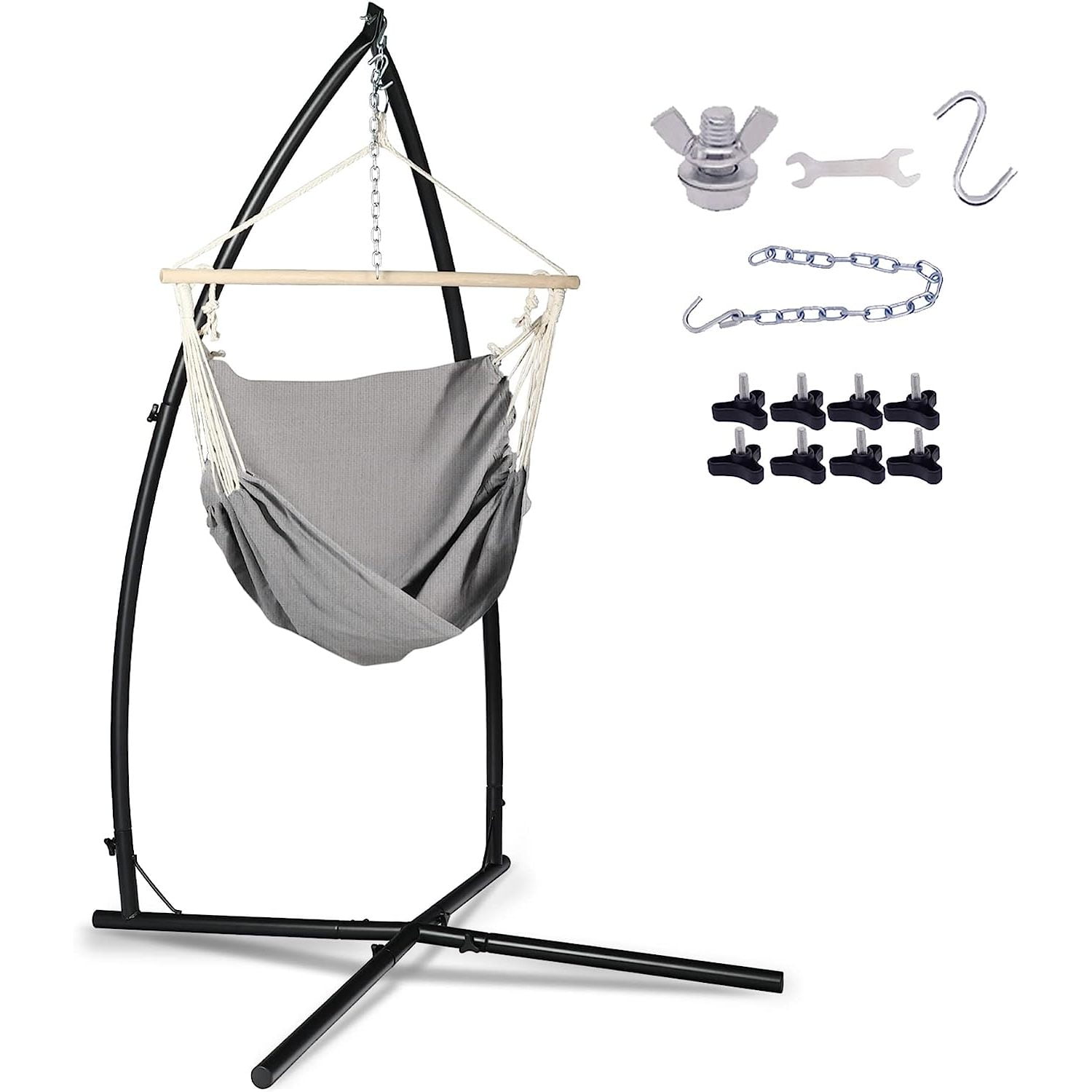 Bilot Hammock Chair Stand with Hanging Swing Chair, Indoor Outdoor