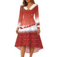 thumbnail image 2 of Christmas Party Printed Dresses For Women Vintage Christmas Midi Dress, Casual Dresses, Cocktail Dress, Party Festive Dresses, Holiday Print, Retro Style,Light pink,3XL, 2 of 6
