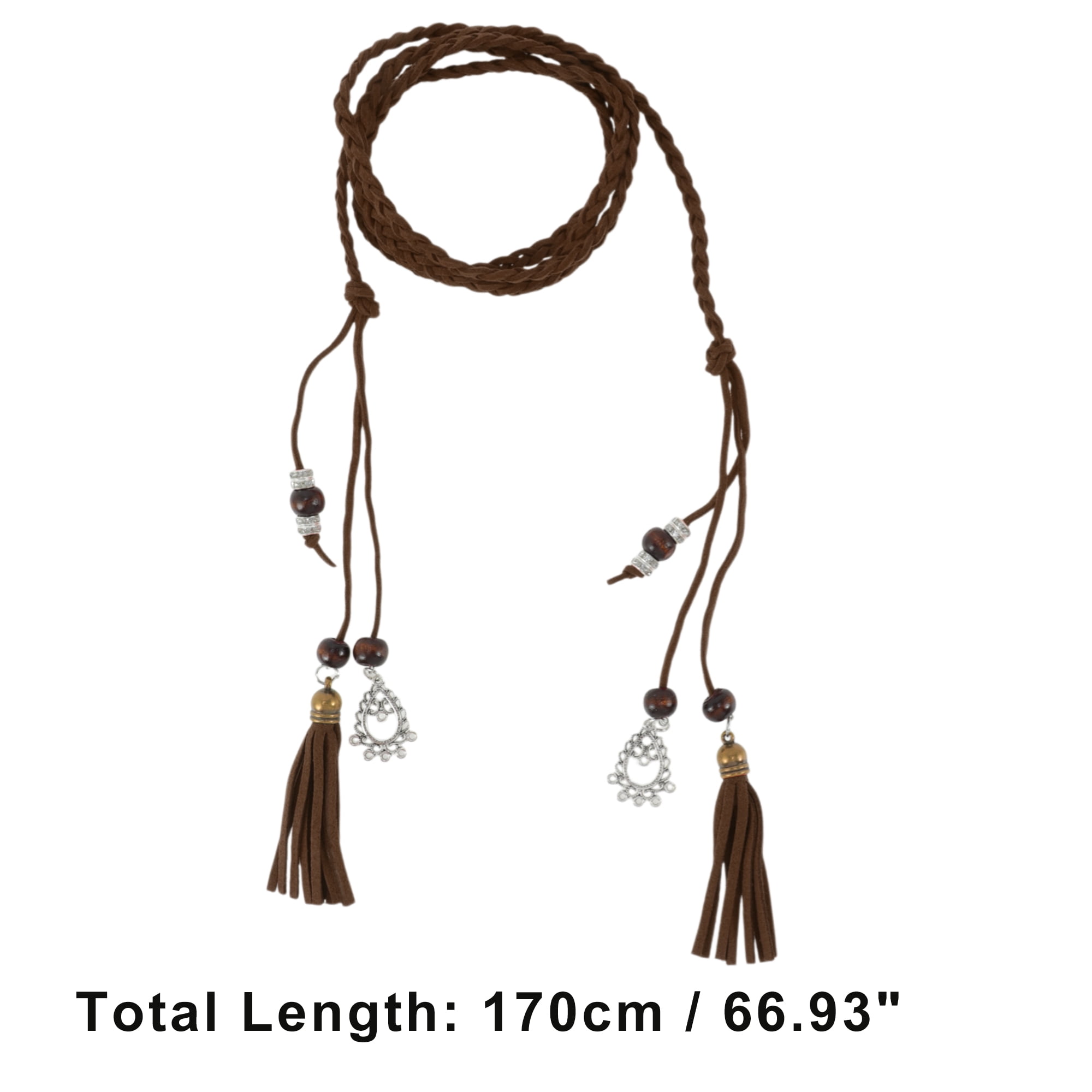 Unique Bargains Ancient Style Tassel Adjustable Waist Belt Coffee