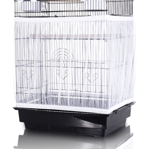 Recogedor de semillas con forma de jaula para pájaros, estilo Tamu, tamaño grande, blanco