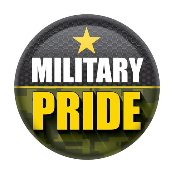 Beistle BT053 2 in. Patriotic Military Pride Button, Multi Color