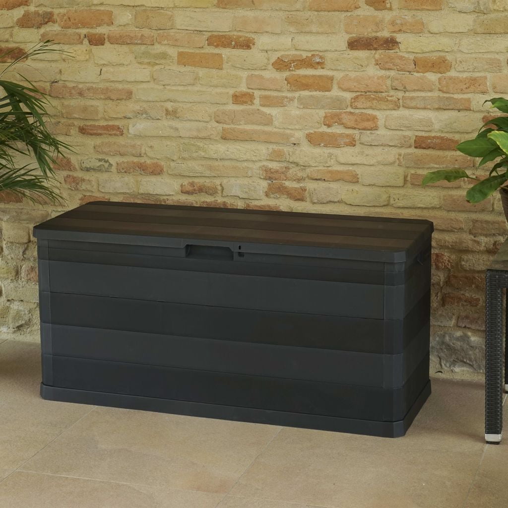 Kepooman Outdoor Patio PP Rectangle Storage Box for Deck Garden, Black Kepooman Outdoor Patio PP Rectangle Storage Box for Deck Garden, Black