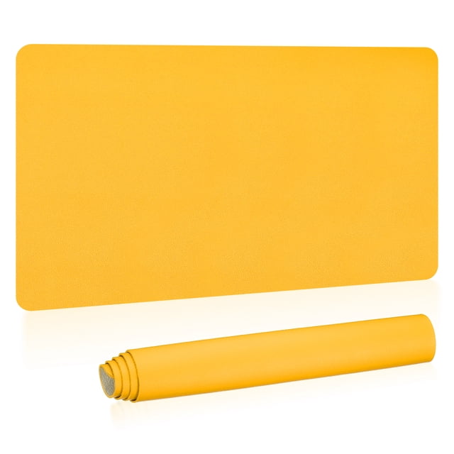 Uxcell 35"x17" Gran Tapete de Escritorio, Almohadilla Grande de Cuero PU de Doble Cara, Amarillo