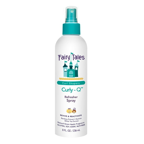 Refrescante de rizos Fairy Tales Curly-Q para niños - Spray ligero para definir rizos, agregar rebote y reducir el encrespamiento - 8 oz