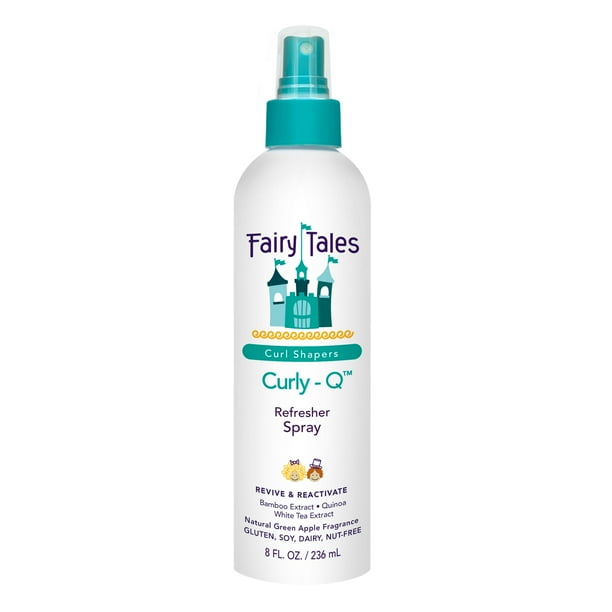 Refrescante de rizos Fairy Tales Curly-Q para niños - Spray ligero para definir rizos, agregar rebote y reducir el encrespamiento - 8 oz