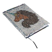 Afro Unicorn Shimmering Silver Sequin Journal