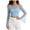 Blue, variant on Off Shoulder Tops For Women Spaghetti Strap Inner Liner Flare Long Sleeve Slim Fit Tee Ladies Crop Top S Green