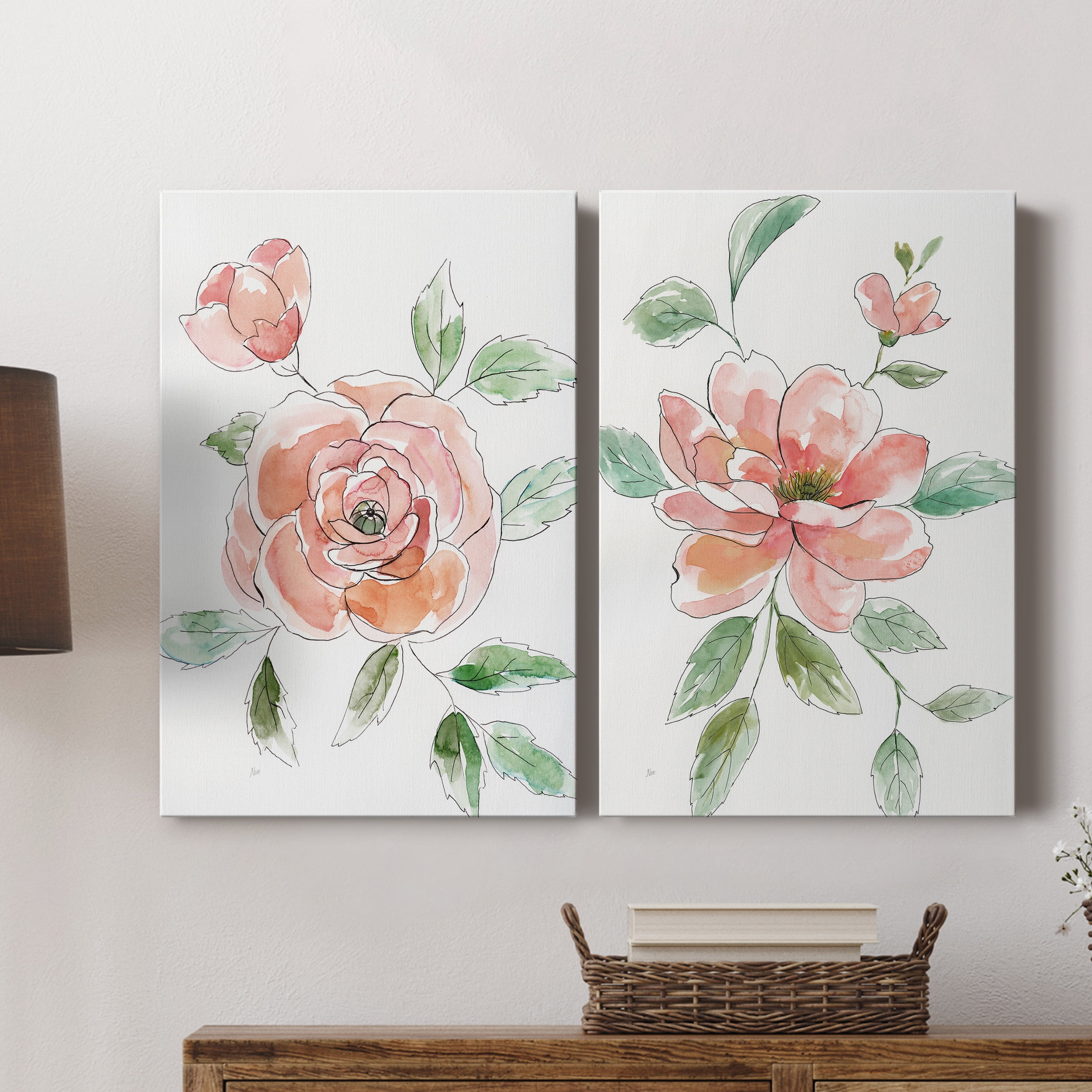 Rose Contour Premium Gallery Wrapped Canvas - Ready to Hang - Set of 2 - 18 x 27 Each