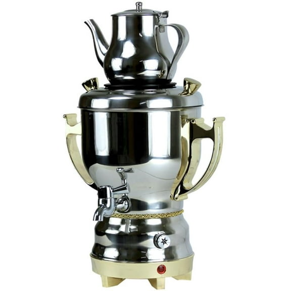 Electric 3L Stainless Steel/Gold Samovar Tea Maker w/ Kettle 32oz 110V 1300W