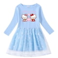 thumbnail image 2 of Hello Kitty Girl vestido dulce de algodón primavera y otoño nueva falda de princesa de manga larga con estampado de dibujos animados para niños estrella Luna red hilo, 2 of 5