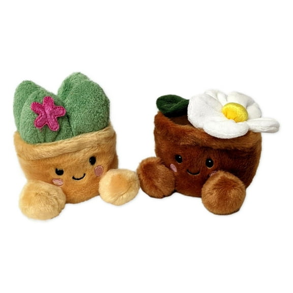 Set of 2 JUNIE DAISY & SEYLA SUCCULENT Palm Pals 5" Stuffed Animal Plush, Aurora
