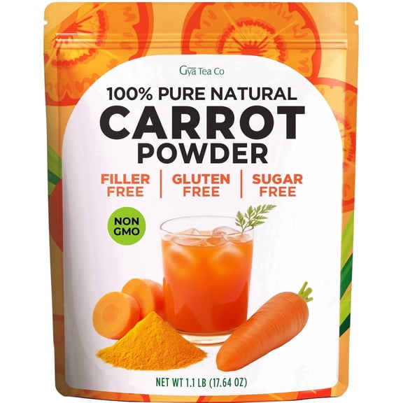 Gya Tea Co Carrot Powder - 1.1 lb (17.64 oz) - 100% Natural Dried Superfood, Non-GMO Gluten-Free Keto Vegan Sugar-Free