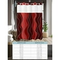 thumbnail image 6 of No Hook Cloth Fabric Shower Curtain with Snap in Liner, Red Ombre Waterproof Shower Curtains Set with See Through Top Window, Abstract Art Moire Ocean Waves Bath Curtains Shower 72"x84", 6 of 6