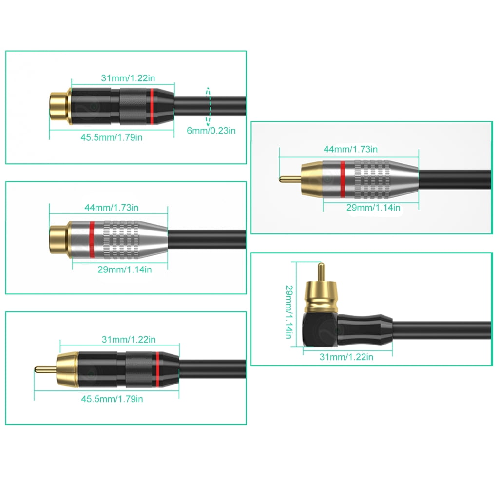 2RCA to 2RCA Cable Gold Plate Heavy Duty 2RCA Male to 2RCA Female Stereo Sound Extension Cable for Car Speakers