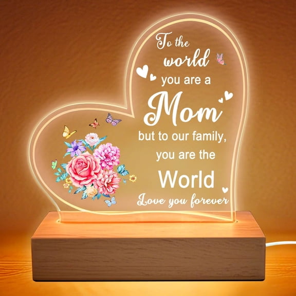 Mothers Day Gifts for Mom, Mother's Day - Acrylic Night Light, Mom Birthday Gifts, Gifts Ideas from Son Daughter, USB Night Lamp for Bedroom, Christmas Gifts