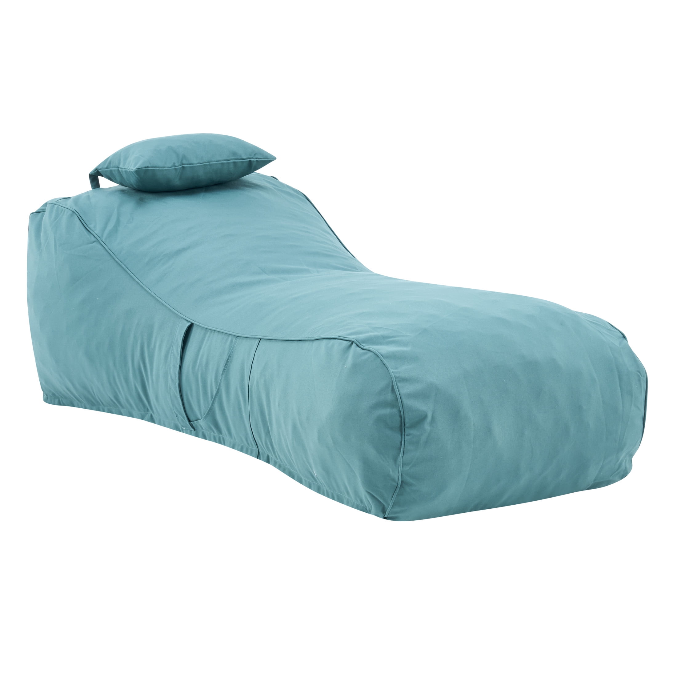 Christopher Knight Home 71" Outdoor Bean Bag Lounge Chair with Headrest Pillow, Plush Foam Fill, Teal