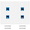 thumbnail image 1 of 2-Pack 2 Port Ethernet Wall Plate, RJ45 Cat6 Female to Female Jack Inline Coupler Face Plates, 2-Port, 1 of 7