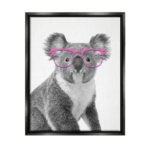 Stupell Industries Funny Koala Wildlife In Glasses Animals & Insects Painting Black Floater Framed Art Print Wall Art