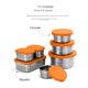 thumbnail image 2 of Caja de almacenamiento de alimentos con tapa suave de silicona naranja y cajón para verduras y congelador de acero inoxidable 304, 2 of 4