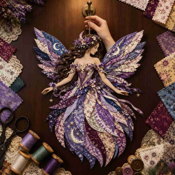 Yardvibe Fairy Patchwork DIY Kit, Fun Flower Fairies Patchwork Sewing Kit, Create Winged Elf Doll, DIY Project for Beginners, Handmade Decor Gift (B)