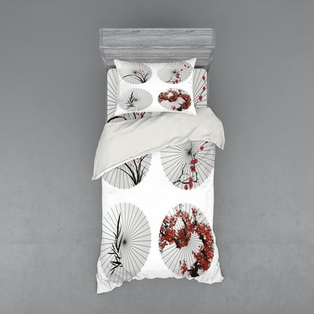 Japanese Duvet Cover Set Group Of Parasol With Swirled Floral