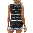 thumbnail image 4 of ZQUUVOU Tank Top For Women Stripe Color Solid Color Crew Neck Ruffle Summer Tops (Black,L), 4 of 6