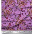 thumbnail image 1 of Soimoi Purple Modal Satin Fabric Floral & Paisley Printed Fabric 1 Yard 42 Inch Wide, 1 of 1