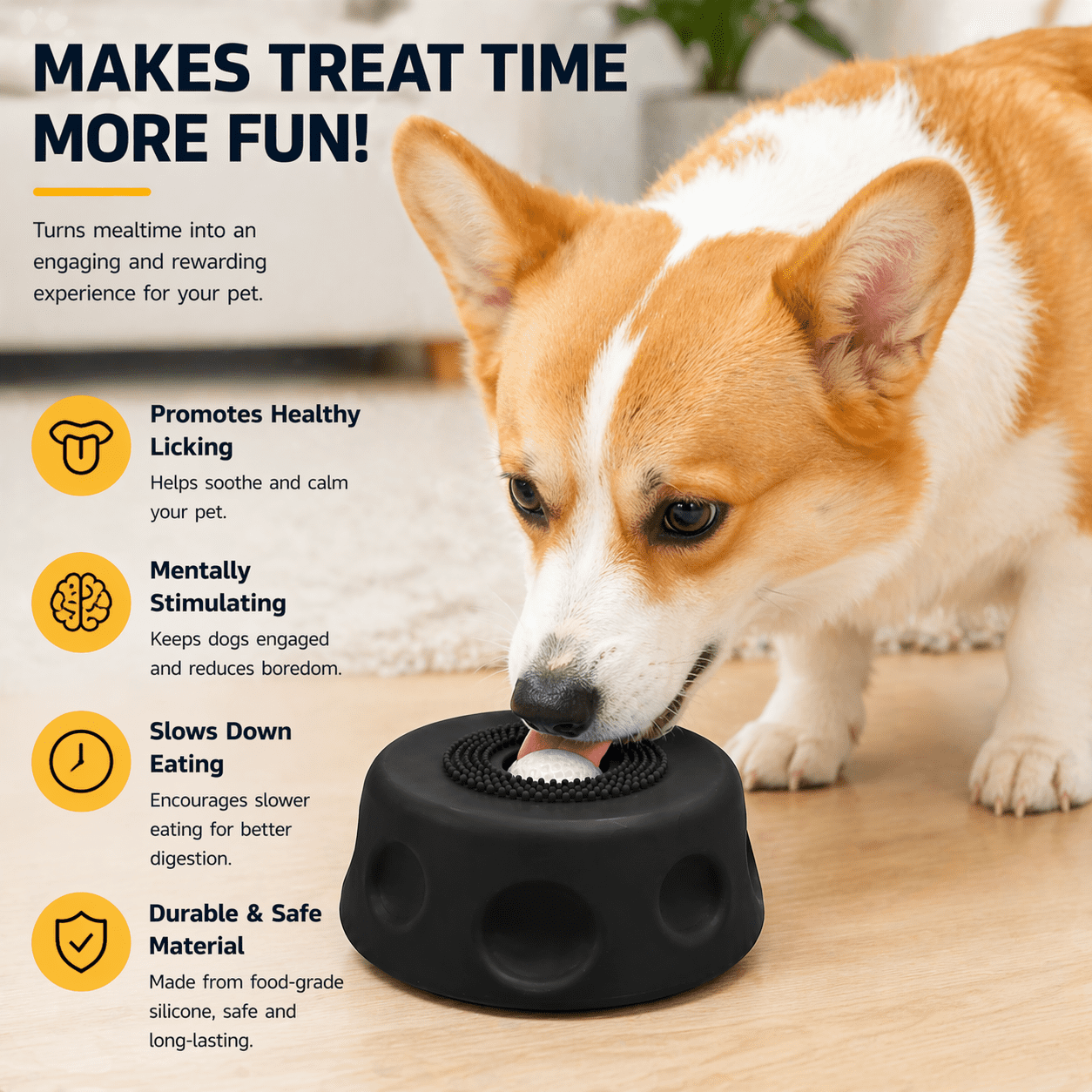 Dog Lick Bowl with Ball,Lick Ball Bowl for Dogs,Dog Licking Bowl with Rolling Ball,Slow Feeder Ball Bowl to Slow Pet Eating,Rolling Ball Dog Bowl Give Pet More Time to Enjoy Eating. (Black-1pcs)