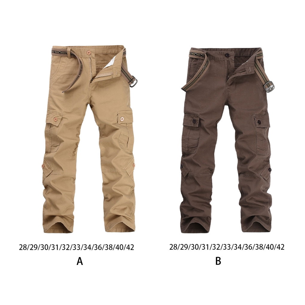 Baohd Convenient And Durable Men S Cargo Trousers For Outdoor Activities Breathable Khaki 28