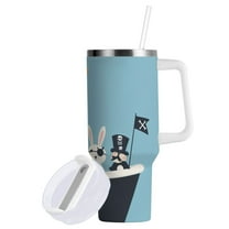 Yayeee 40oz Double-Wall Insulated Stainless Steel Tumbler with Handle Bottle, Pirate Animals