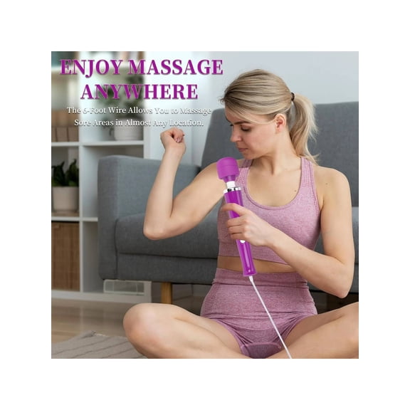 Powerful Personal Wand Massager, Quiet Handheld Electric Back Massager with 10 Vibration Modes, Sports Recovery and Relieve Deep Tissue Muscle Pain for Neck Back Shoulders Legs Feet