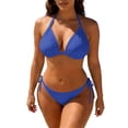 thumbnail image 2 of Full Coverage Bikini, 2 Piece Swimsuit for Women, Two Piece Swimsuit for Women, Swimsuit Bikini, Women String Bikini Set Halter Side Tie Two Piece Swimsuit Triangle Bathing Suits, Navy XXL, 2 of 5