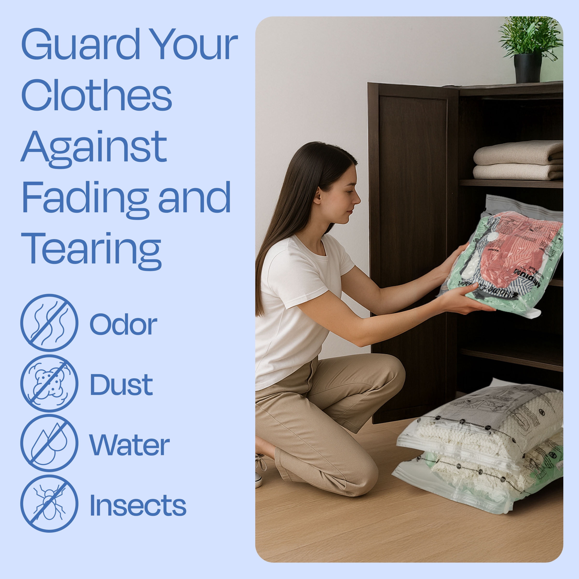 Home-Complete 10-Piece-Set of Space-Saving Vacuum Storage Bags with Pump
