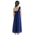 thumbnail image 3 of DPOIS Kids Flower Girl Dress One Shoulder A-line Chiffon Long Dress Dark Blue 12, 3 of 7