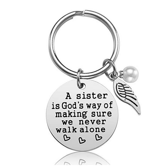 Latrodar A Sister is God's Way of Making Sure We Never Walk Alone Keychain Christmas Day Teacher Appreciation Gifts