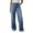 Light Blue, variant on WTOBBY Women's High Waisted Stretchy Denim Jeans with Straight Leg Loose Fit, Flared Hem, and Ripped Back Pocket Details for a Trendy Casual Look,Light Blue L