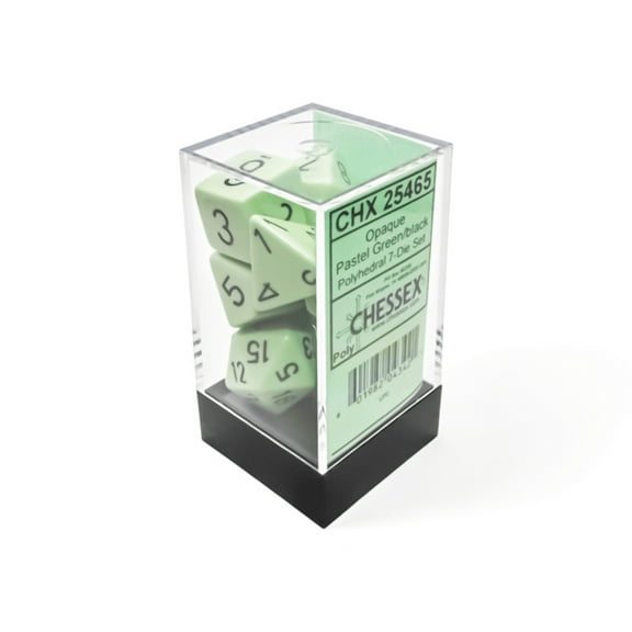 Chessex: Opaque Pastel Green/Black Polyhedral 7-Dice Set