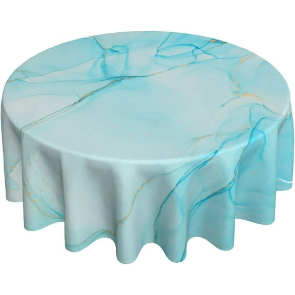 Abstract Marble Tablecloth Round 60 Inch Washable Summer Farmhouse Teal Turquoise Tablecloth Colorful Modern Table Cloths for Kitchen Dining Holiday Picnic Party Camping Patio Indoor Outdoor Decor