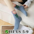 thumbnail image 2 of Cute Floral Cotton Socks for Women and Girls, Vintage Patterned Crew Novelty Fun Fashion Tulip Casual Socks, 2 of 7